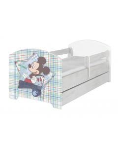 Disney Mickey egeres Ágy 140 X 70 leesésgátlós AJÁNDÉK MATRACCAL, ágyneműtartóval